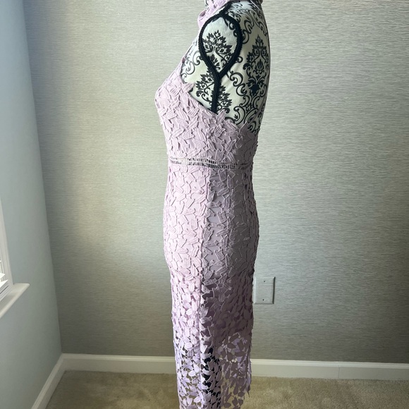 Bardot Gemma Halter Lace Sheath Dress, Orchid, XS - Picture 7 of 9